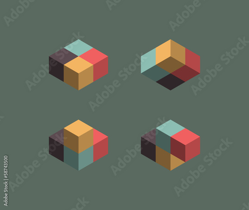 Isometric vintage cubes