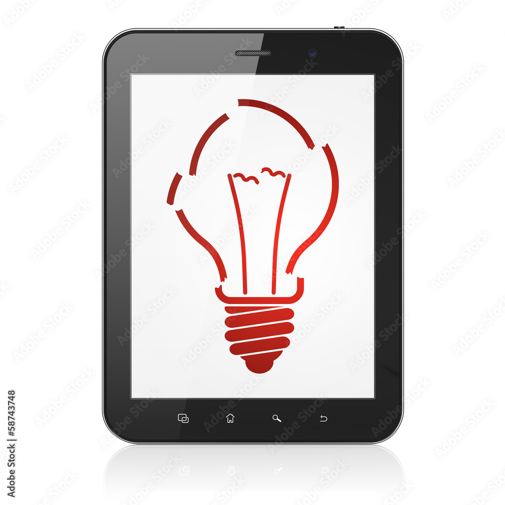 Business concept: Light Bulb on tablet pc computer Business concept: Light Bulb on tablet pc computer