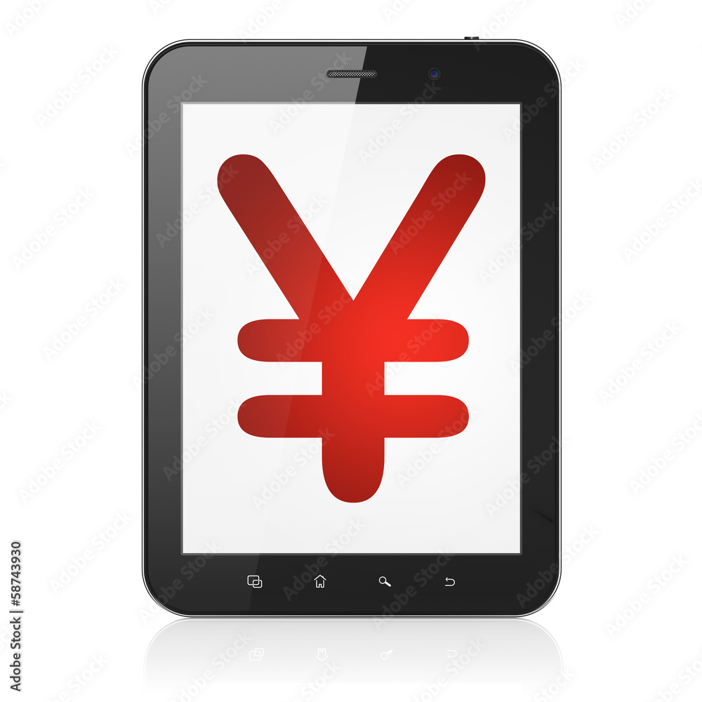 Currency concept: Yen on tablet pc computer Currency concept: Yen on tablet pc computer