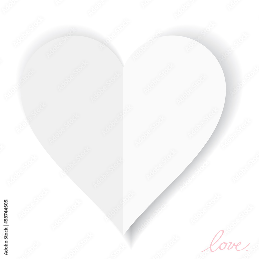 Fototapeta premium simple vector white paper heart