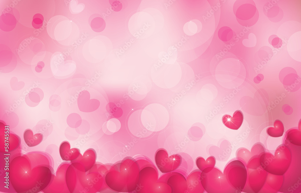 Vector  pink background with hearts.