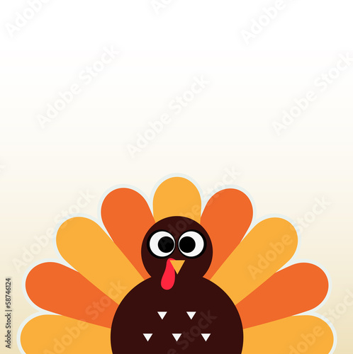 Thanksgiving colorful Turkey greeting with copyspace photo