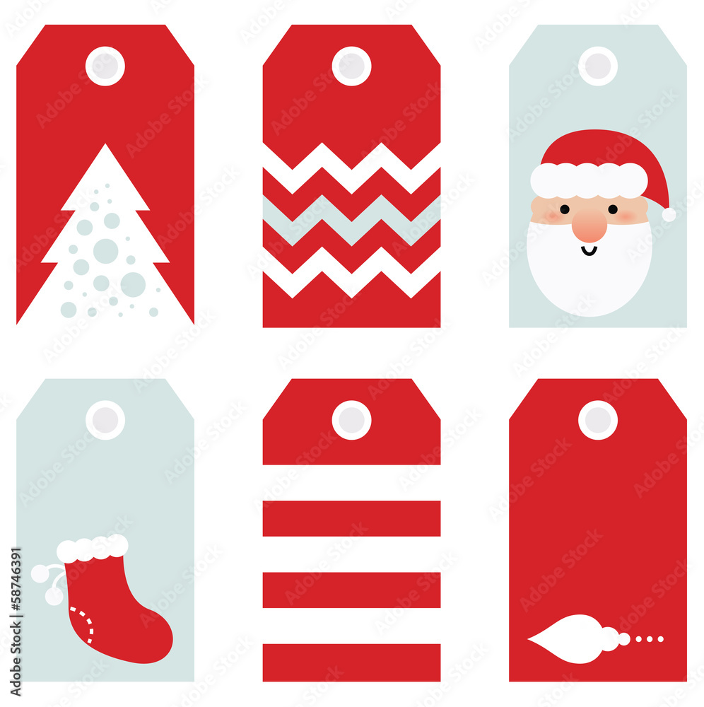Cute modern Christmas holiday gift tags printables Stock Vector | Adobe ...