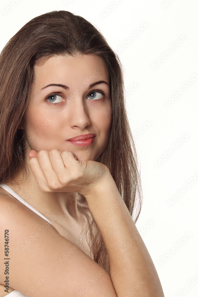 Beauty woman with uncertain expression