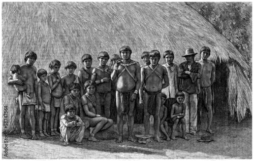 Fotografia Traditional South American Indians : a Clan