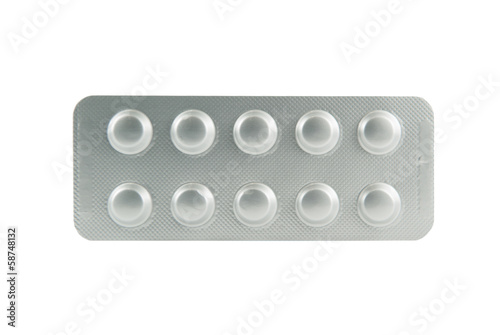 Aluminum blister pack on white