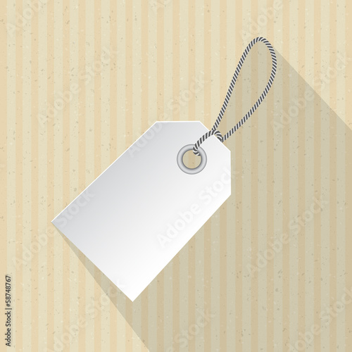 Paper Label, Tag with String on Cardboard