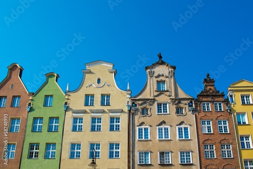 Colourful houses in old town of Gdansk, Poland