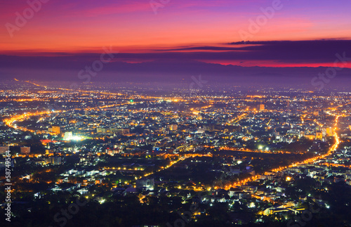 Wallpaper Mural Top view of Chiangmai city in the dawn, Thailand Torontodigital.ca