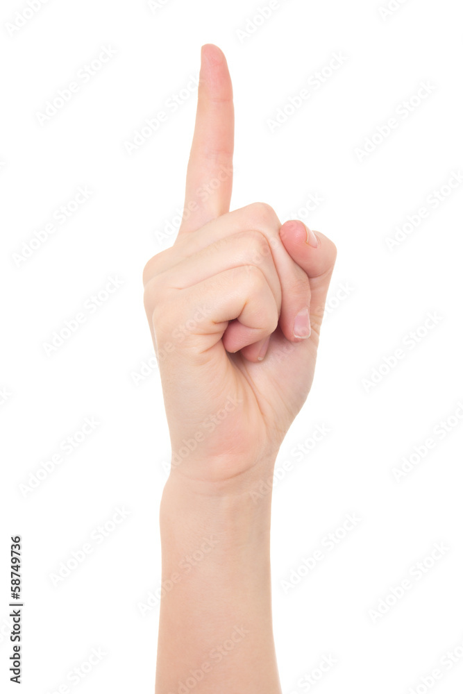 female hand showing idea gesture isolated on white female hand showing idea gesture isolated on white