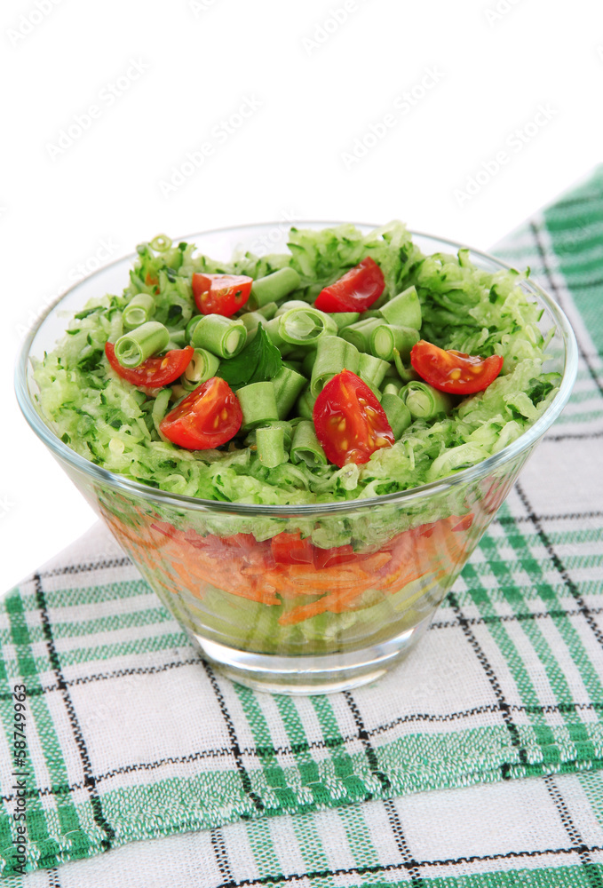 Tasty salad with fresh vegetables, isolated on white Tasty salad with fresh vegetables, isolated on white