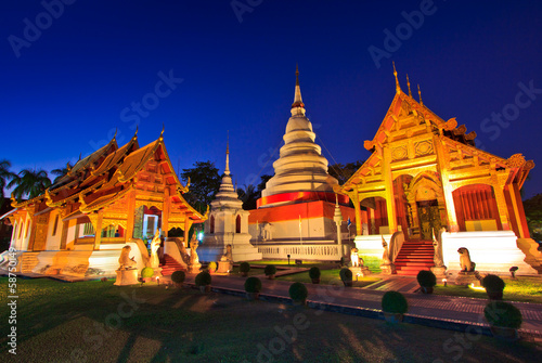 Wat Phra Singh in the evening, Chiangmai province of Thailand