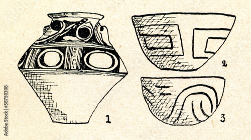 Lengyel culture - painted Bucovina (1), unpainted Moravia (2,3) photo