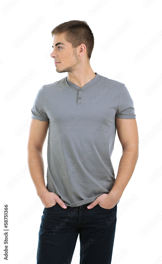 Fototapeta premium Handsome young man isolated on white