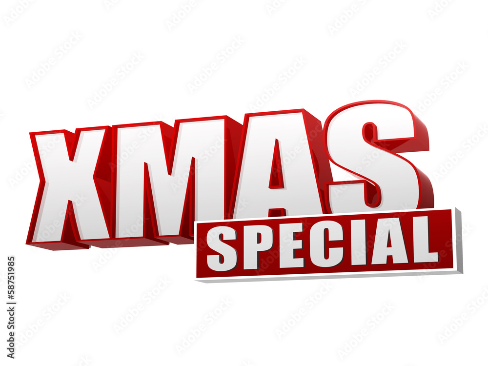 Fototapeta premium xmas special in 3d red letters and block