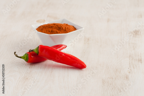Red chili pepper and bean pods