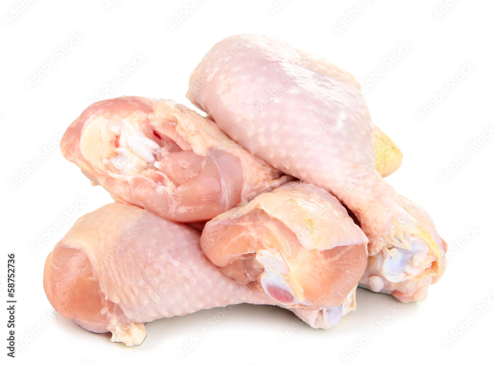Raw chicken legs isolated on white Raw chicken legs isolated on white