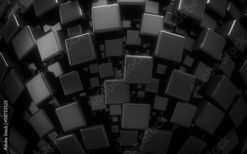 Abstract black cubes hight tech backdrop - computer generated 3D