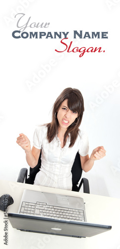 Frustrated woman with laptop