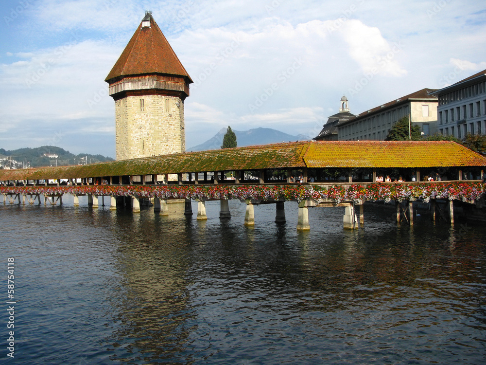 Chapel bridge and the Water Tower, Lucerne, Switzerland