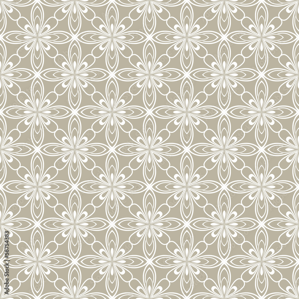 Seamless beige abstract flowers vector pattern.