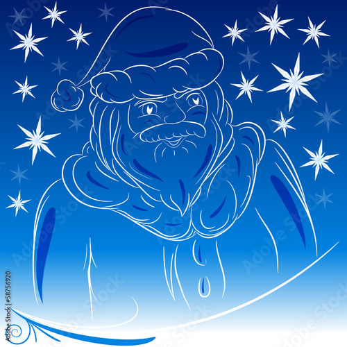 Babbo Natale sfondo blu neve