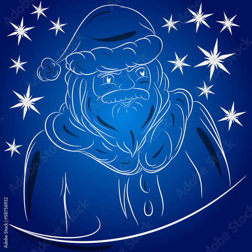 Babbo Natale disegno sfondo blu