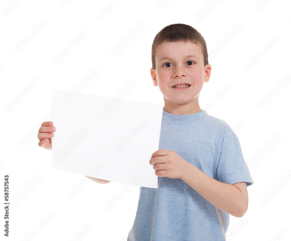 boy with blank sheet paper boy with blank sheet paper