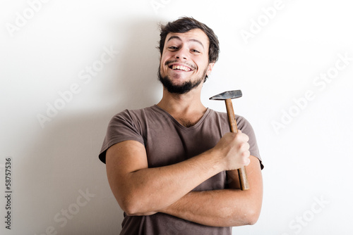 young man bricolage working photo
