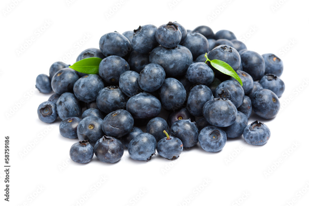Close up of heap of bilberry, isolated on white background Close up of heap of bilberry, isolated on white background