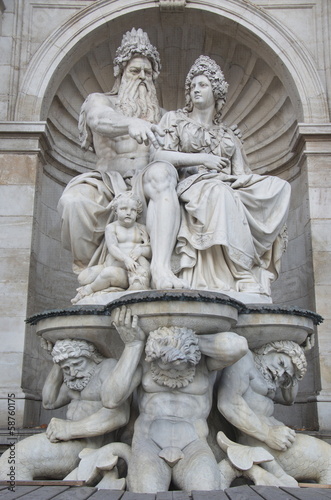 Neptune Fountain of Albertina museum in Wien,  Austria © yournameonstones