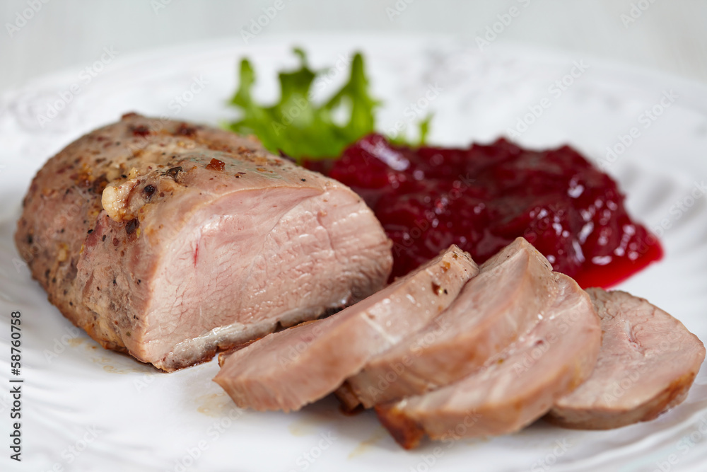 Duck breast with cranberry sauce