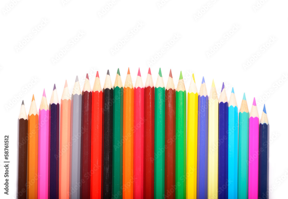 Colored pencils isolated on white background Colored pencils isolated on white background