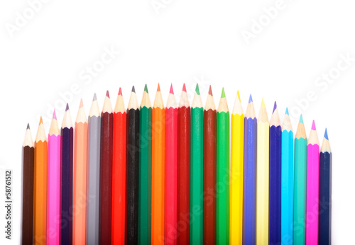 Colored pencils isolated on white background