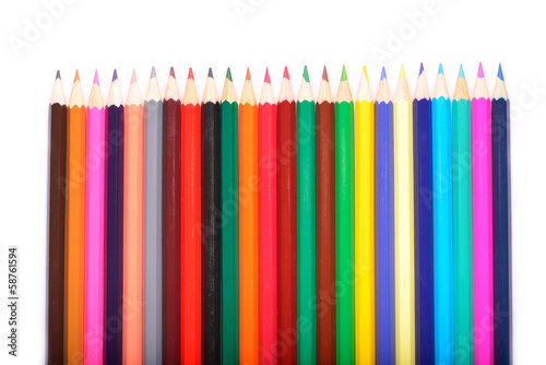 Colored pencils isolated on white background