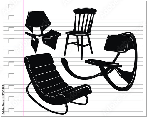 black chair on paper
