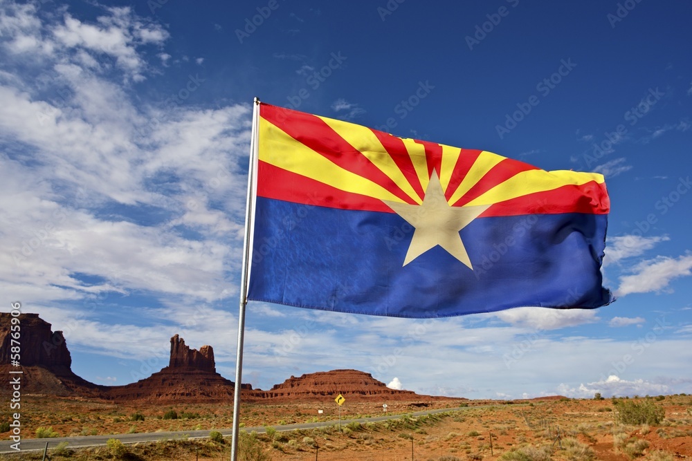 Obraz premium Arizona Flag on Wind