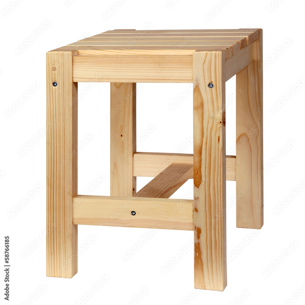 Wooden simple stool isolated on white background Wooden simple stool isolated on white background