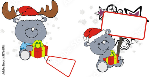 rhino xmas baby claus gift copyspace set