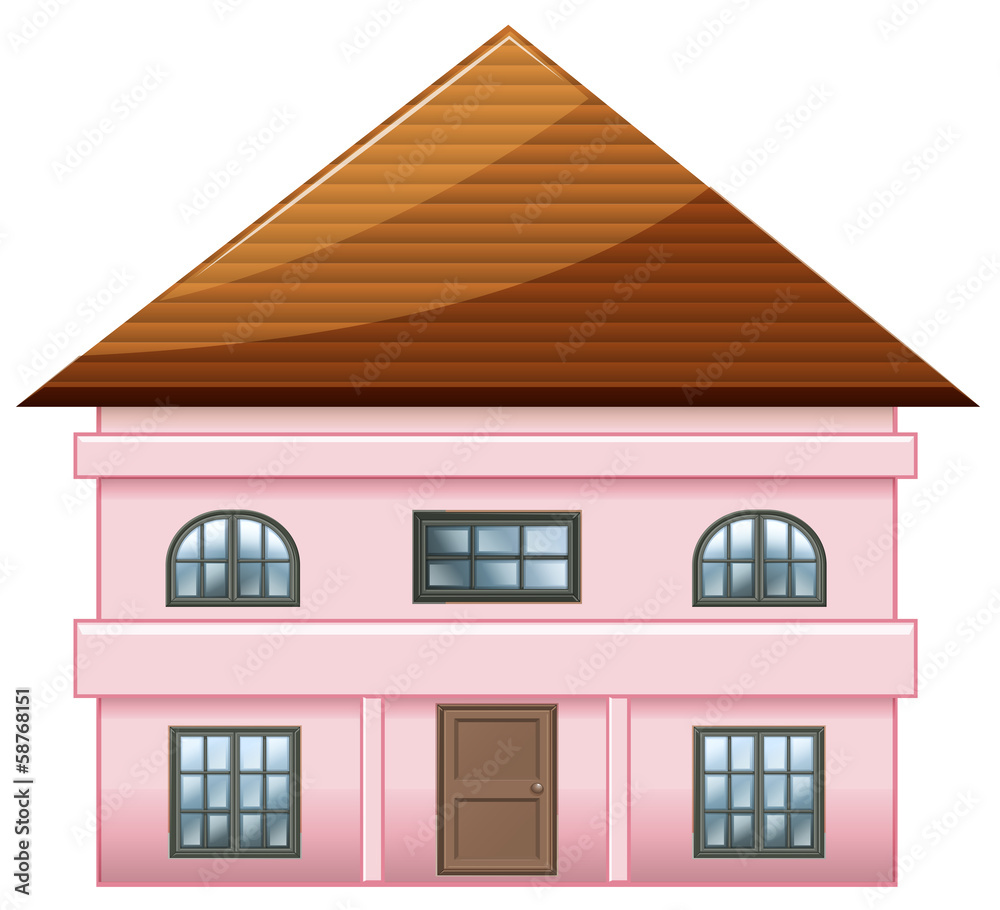 A single detached pink house