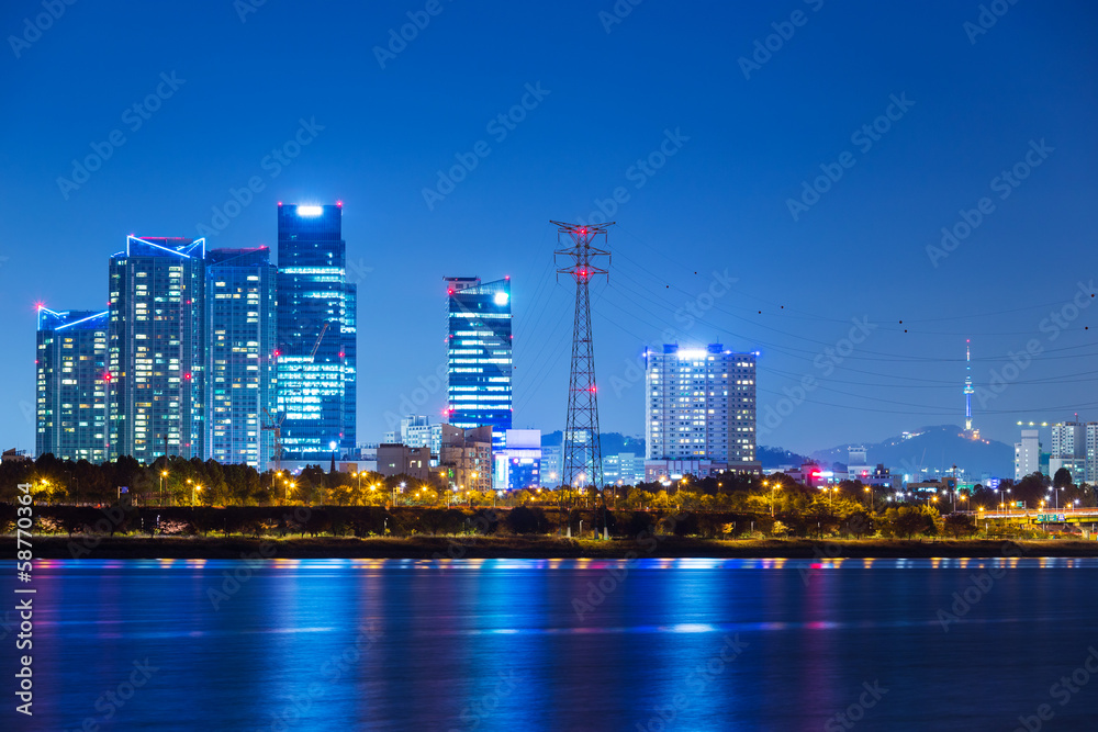 Obraz premium Seul nocą