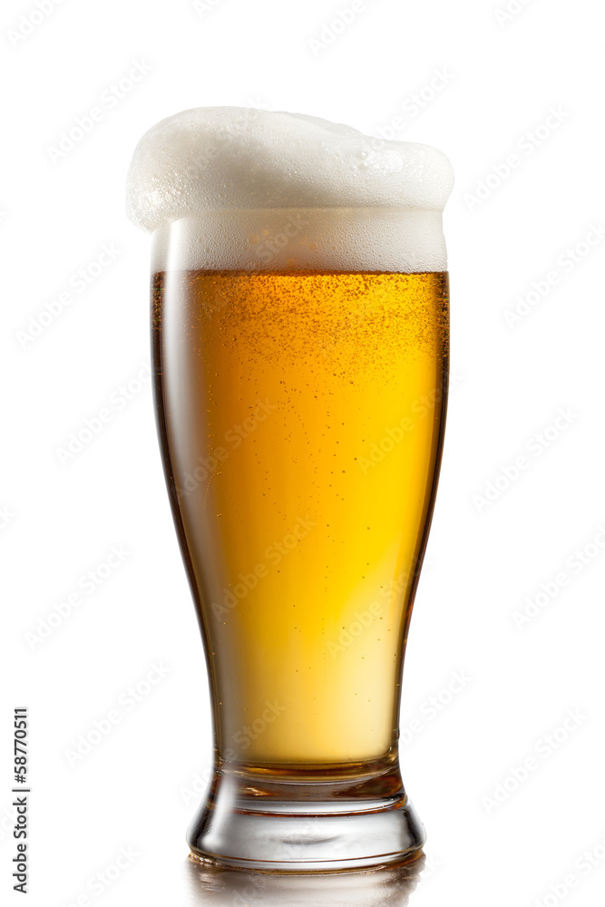 Beer in glass isolated on white background Beer in glass isolated on white background