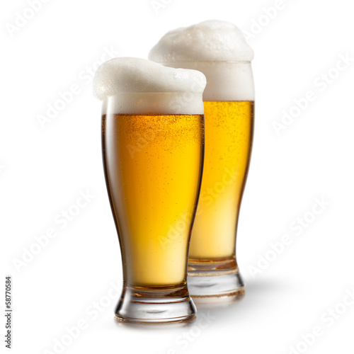 Beer in glasses isolated on white background
