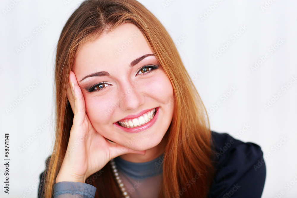 Closeup portrait of a beautiful happy woman Closeup portrait of a beautiful happy woman