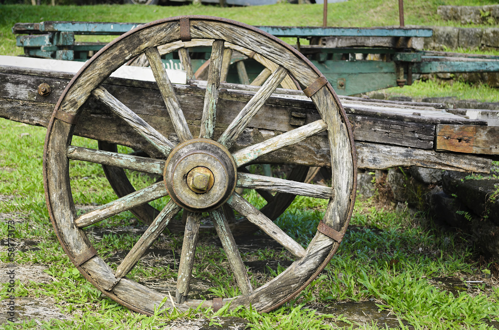 Vintage Wooden Wagon Wheel