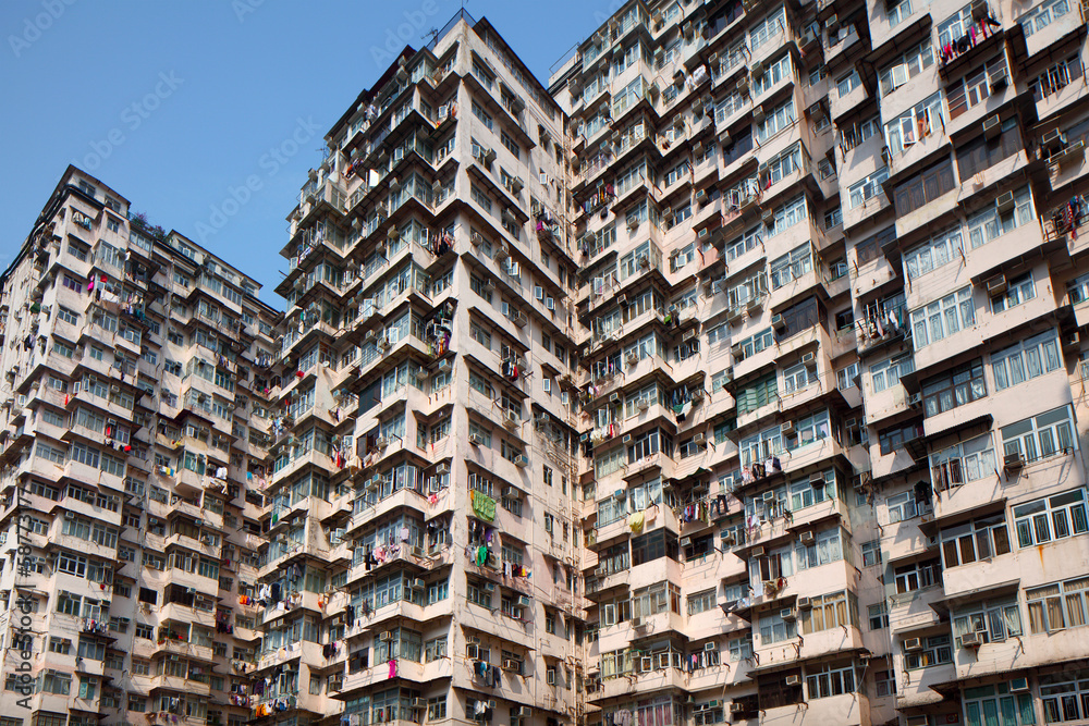 Overcrowded building in Hong Kong