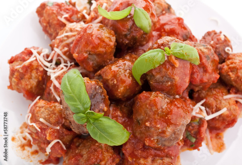 meatballs in tomato sauce on a plate