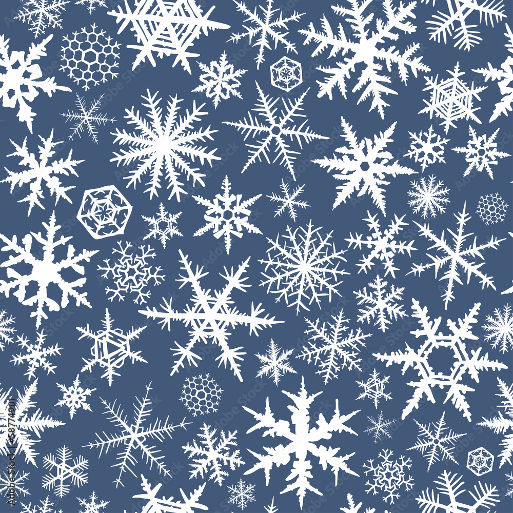 Seamless pattern from snowflakes on dark blue background. Seamless pattern from snowflakes on dark blue background.