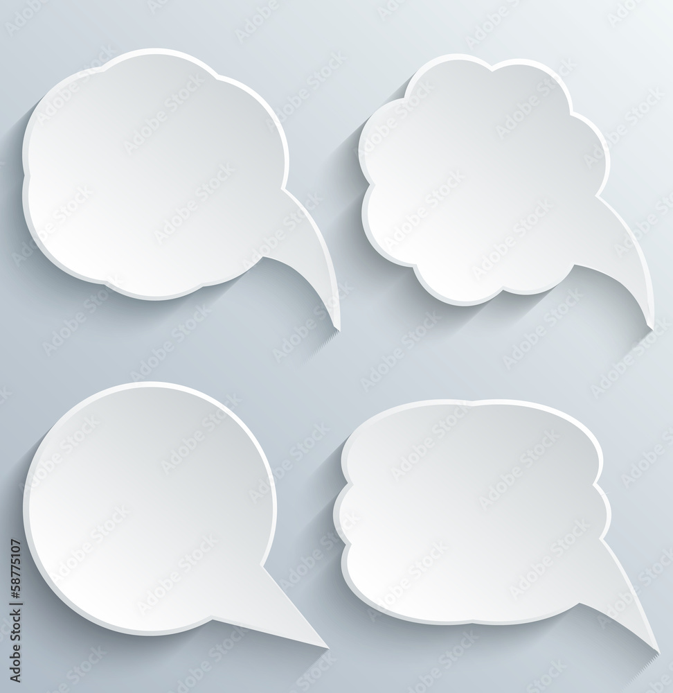 Abstract Vector White Speech Bubbles Set