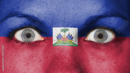 Close up of eyes with flag